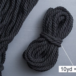 8mm Black cotton rope 10yds, Black cotton twisted rope, Cotton twisted rope, Home decor rope, Macrame rope / 30ft 10yd 9m image 4