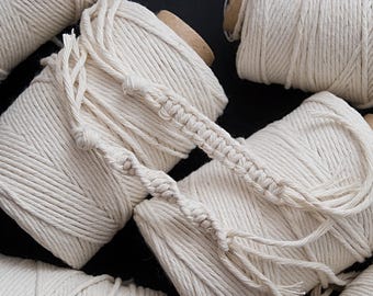 2mm Cotton twine full skein, Single strand cotton twine, Macrame string, Weaving cord, Crochet yarn, Decor craft DIY cord - 200g