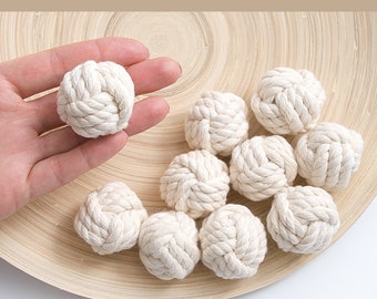 4cm Macrame knot set 10pcs, Table decor, Monkey fist knot, Table card holder, Beach party favor, Wedding decor, Home decor / ø 4cm = 1 9/16"