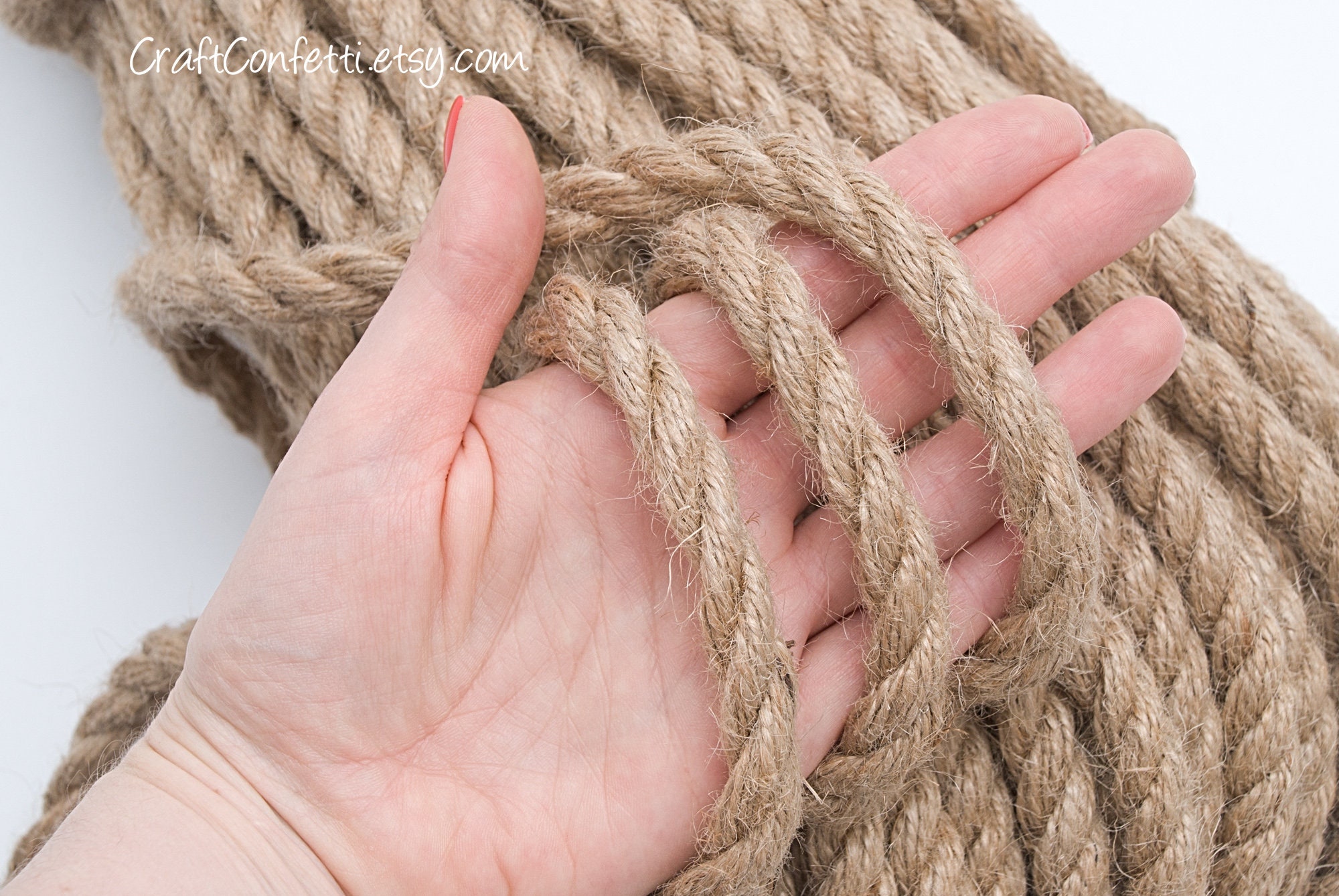 12mm Twisted Jute сord 30ft. Decorative Thick Rope for Wall