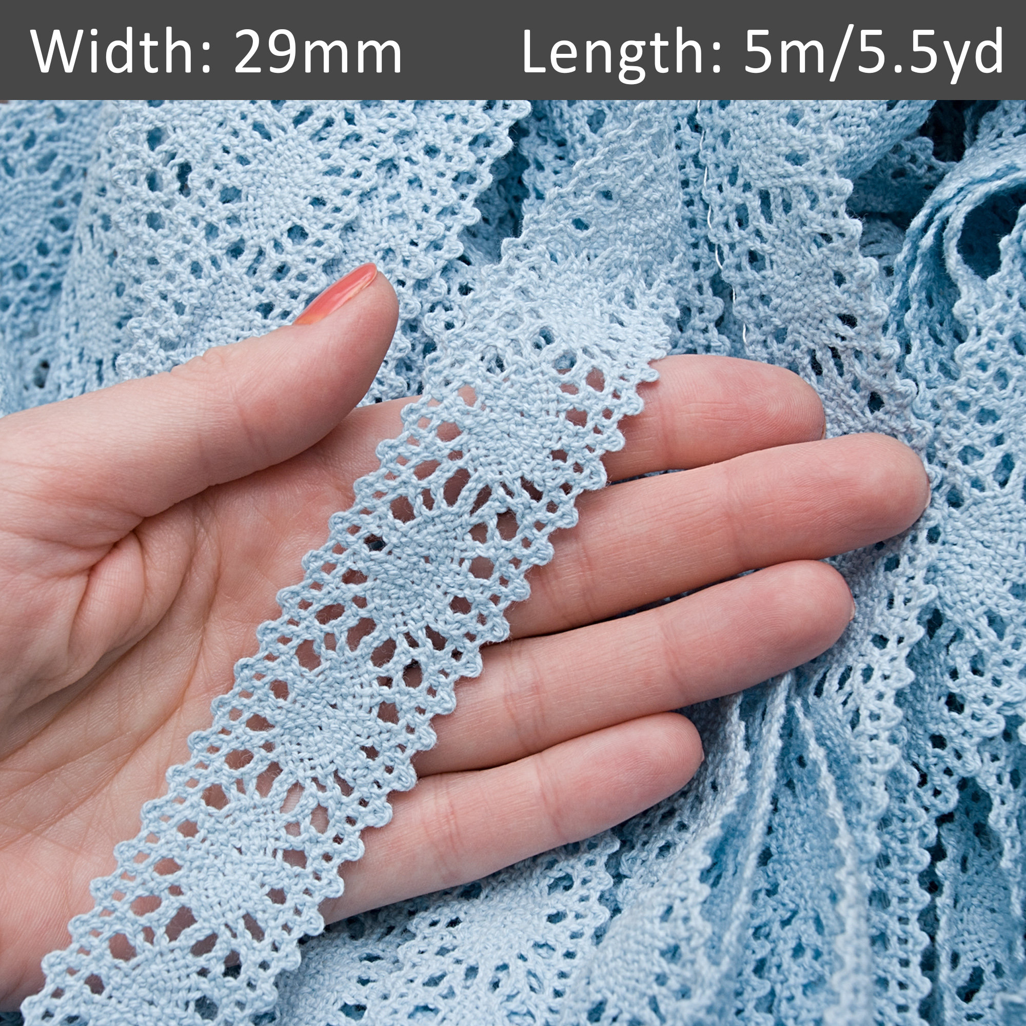 VU100 - Nastro In Pizzo All'uncinetto, In Cotone, Stile Vintage, (D4g
