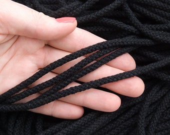 5mm Black macrame cord 10yards, Black braided cotton cord, Decoration rope, Sew rope, Macrame Bulk cord, Craft supplies / 30ft = 10yd = 9m