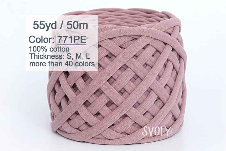 Rug yarn Moses basket yarn 771PE Jersey yarn Macrame yarn Craft lovers gift Old rose t shirt yarn 50m or 55yd Chunky cotton yarn