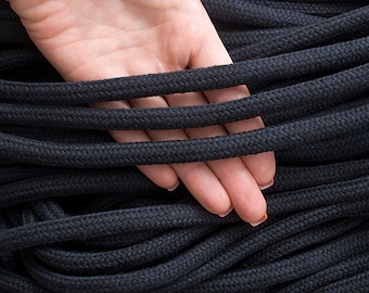 10mm Navy braided rope 30ft, Thick cotton rope, Drawstring Knotting cord, Home decor rope, Wall art cord by the yard / 30ft = 10yds = 9m