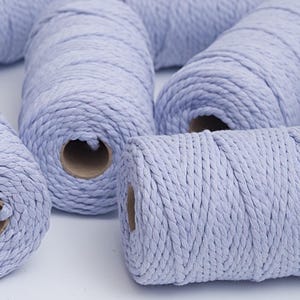 Lavender Twisted Cotton Cord for Macrame, 100 Yards, 3-4 mm