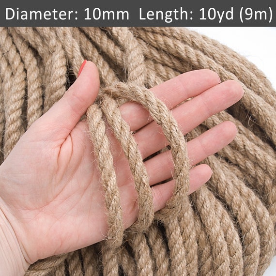 10mm Twisted Jute сord 10yds, Wall Hanging Crafting, Macrame Jute Cord,  Decorative Thick Rope, Decor Beach Rope / 10yd 9m 30ft 