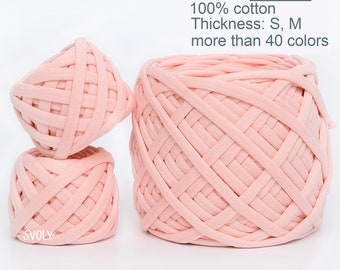 Peach t-shirt yarn 10mtrs. Pastel fabric yarn for Rugs, bags, Home crochet decor. Pink bulky cotton yarn / 610PE / 10m = 11 yards