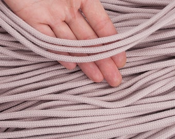 Peach Powder braided cord 5mm. DIY craft supplies. Pink Art Sew Weaving rope, Macrame rope.  Drawstring soft cotton rope / 30ft = 10yds = 9m