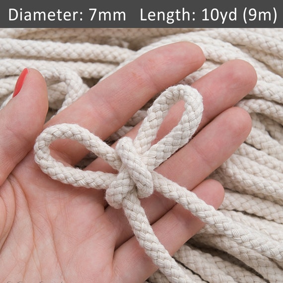 Ivory Cotton Rope 7mm. Macrame Braided Cord Accessories