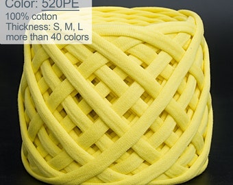 Lemon yellow tshirt yarn 50m or 55yd, Cottom jersey yarn for baskets, rugs, bags. Home decor crafting / 520PE