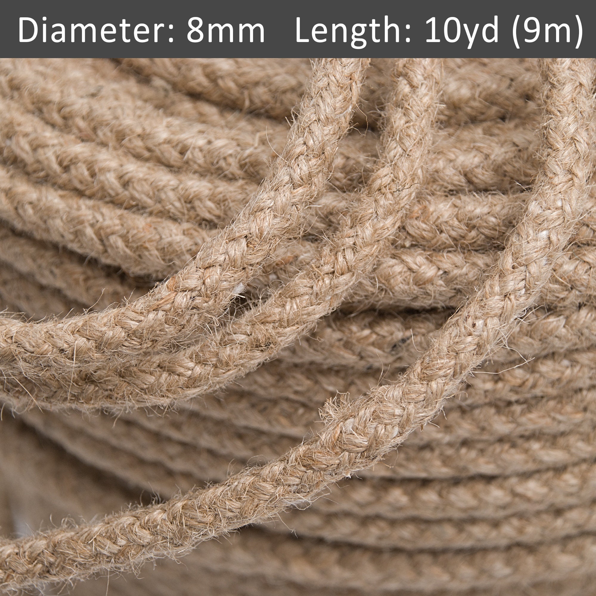 Linen Jute Twine Eco-Friendly Strong Natural Jute String Rope 6mm x 20m  (1/4 Inch x 65 Feet)
