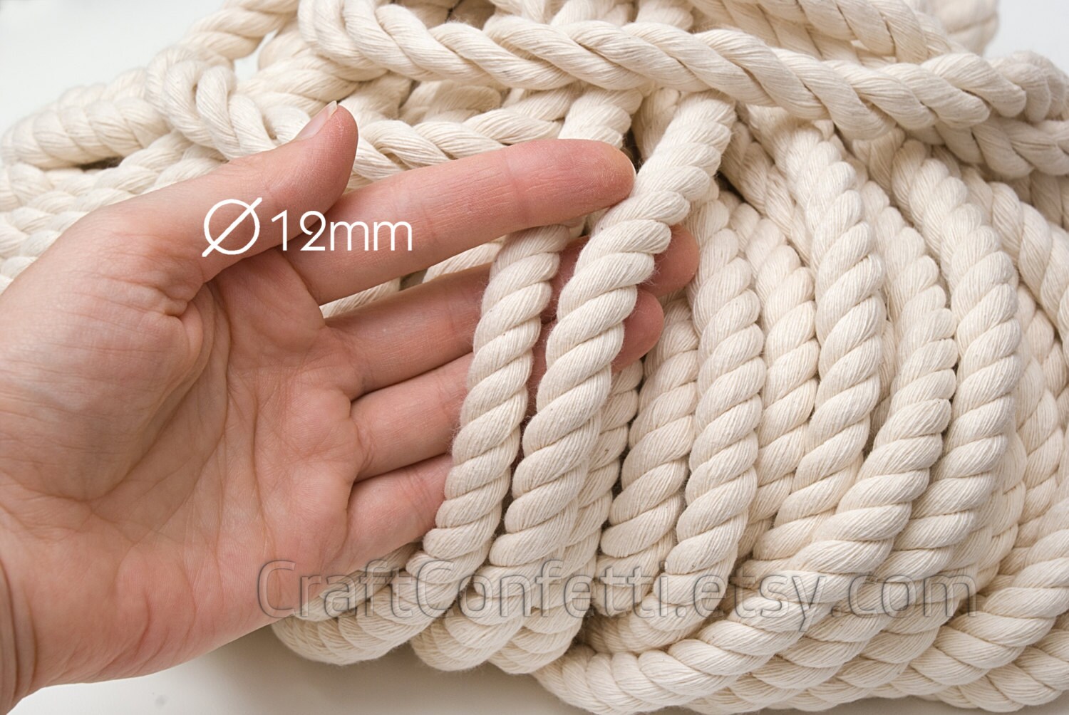 Beige Cotton Rope 12mm. Nautical Rope. Twisted Thick Rope. Etsy