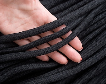 10mm Black braided rope 30ft, Thick cotton rope, Knotting cord, Home decor rope, Wall hanging cotton cord by the yard / 30ft = 10yds = 9m