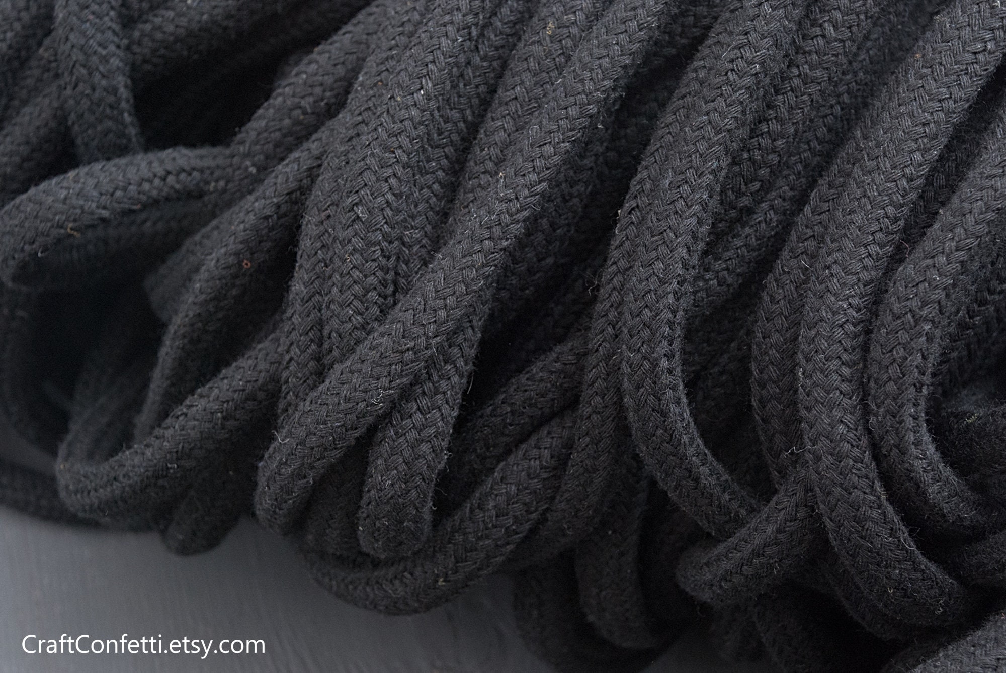 10mm Black braided rope 30ft Thick cotton rope Knotting Etsy