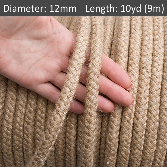 12mm Braided Jute сord 30ft, Decorative Thick Rope, Wall Hanging Crafting,  Macrame Jute Cord, Garden Decor, Beach Rope / 30ft 10yd 9m 