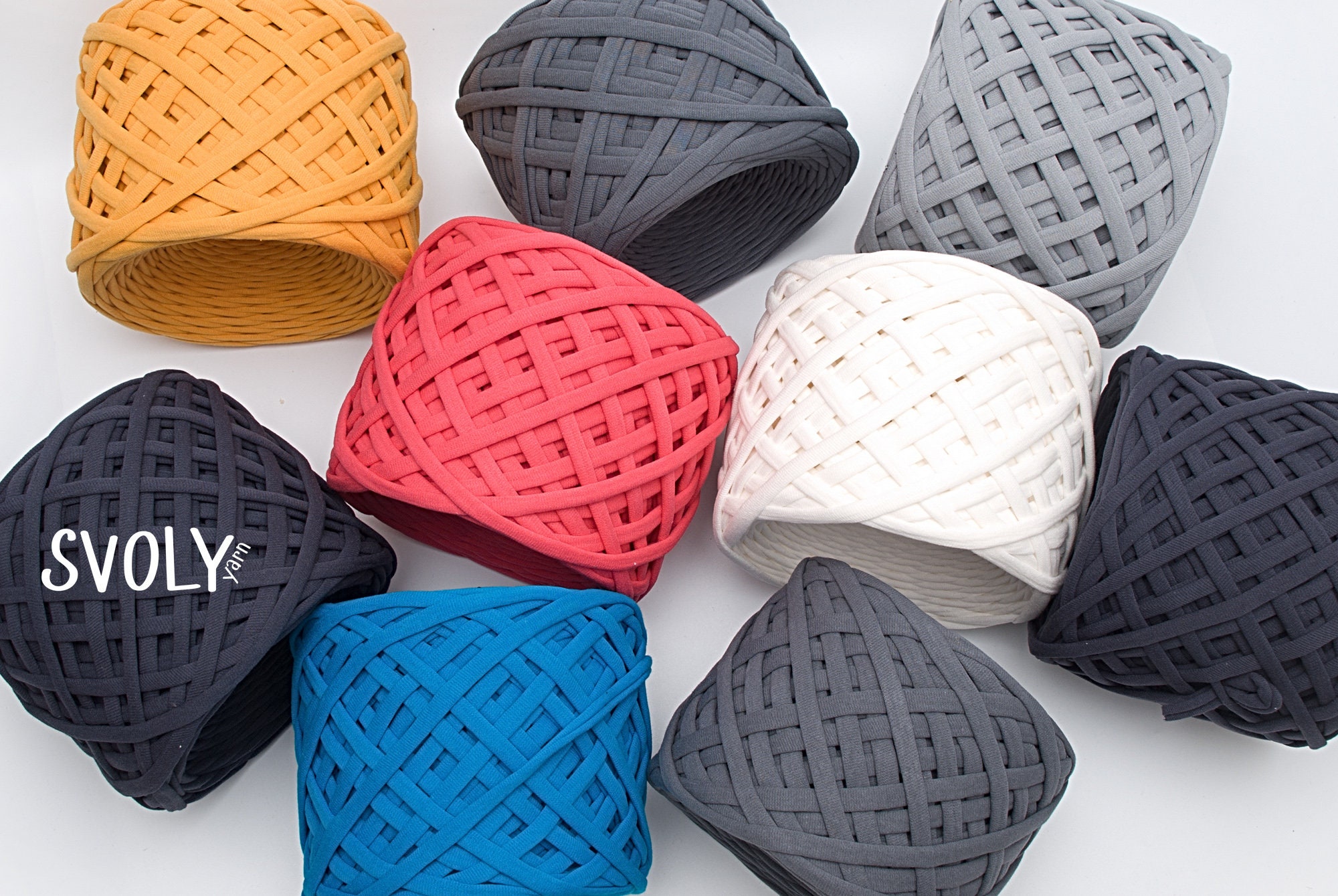 T-shirt Yarn 7-9mm 109yds or 100m for Crochet and Knitting Basket