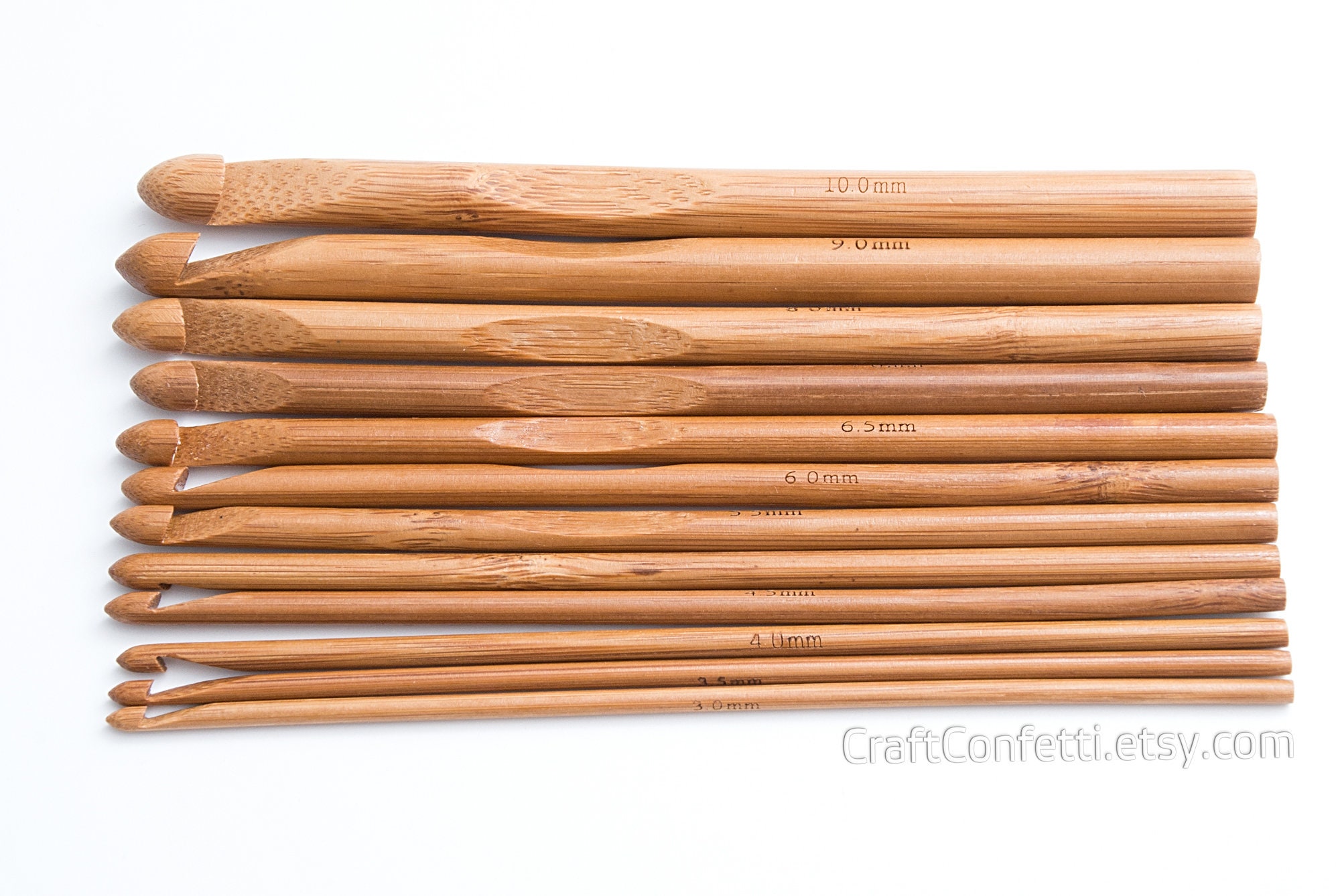 Wooden Crochet Hook Set of 12 Pcs Bamboo Crochet Hooks Inline Etsy