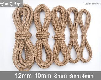 Jute twisted cord 6mm. Natural jute cord. Raw jute rope. Plain wedding  decor Gift wrapping Burlap cording Craft cord / 30ft = 10yd = 9m