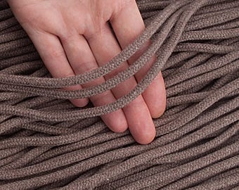 5mm Cappuccino braided cotton cord 10yards. for Macrame, decor, craft, art, DIY projects,  Drawstrings, gift for crafter / 30ft = 10yds = 9m