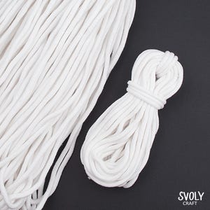 Cordón trenzado blanco de 5 mm. Materiales para manualidades. Cuerda para tejido artístico, cuerda para macramé. Cordón natural para coser. Cordón de algodón suave con cordón ajustable / 9 m imagen 2
