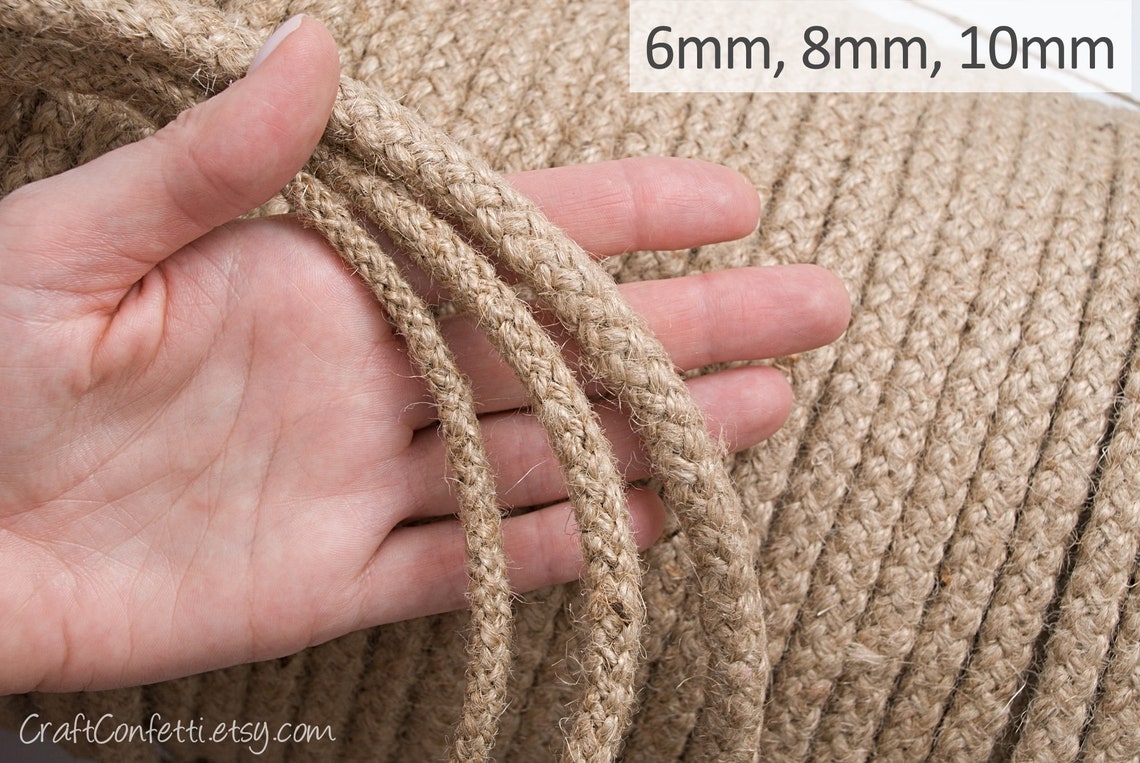6mm Braided jute cord Burlap jute rope Plain twine Macrame Etsy