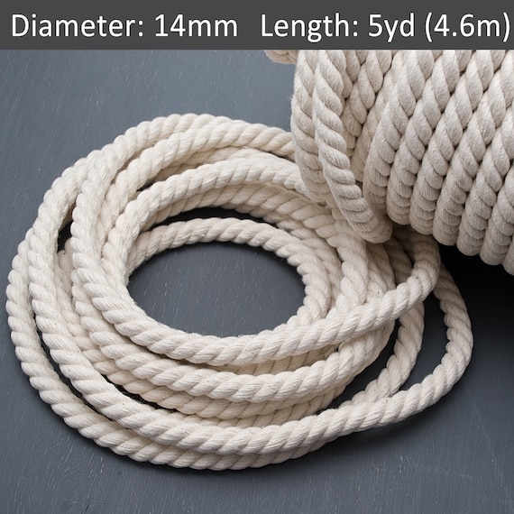 Buy 14mm Nautical Rope 5tards, Beige Cotton Rope, Natural Color