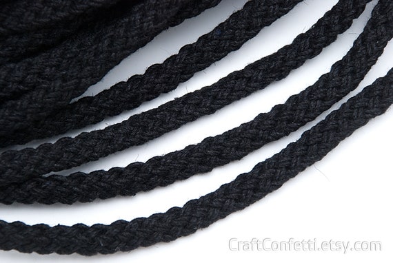 8mm Black Cotton Flat Rope 30ft, Braided Cotton Cord, Decorative Rope,  Drawstring Raw, Macrame Cord / 30ft 10yds 9m -  Canada
