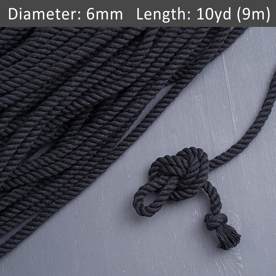 Macrame touw - zwart - 40 meter