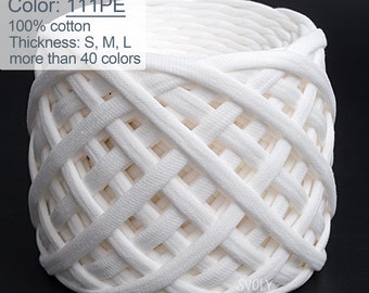 Cream white t-shirt yarn 50m or 55yd, Thick cotton yarn, Chunky yarn, Beige ribbon yarn, Rug yarn, Crafting gift for mom / 111PE