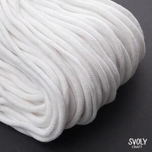 Cordón trenzado blanco de 5 mm. Materiales para manualidades. Cuerda para tejido artístico, cuerda para macramé. Cordón natural para coser. Cordón de algodón suave con cordón ajustable / 9 m imagen 3