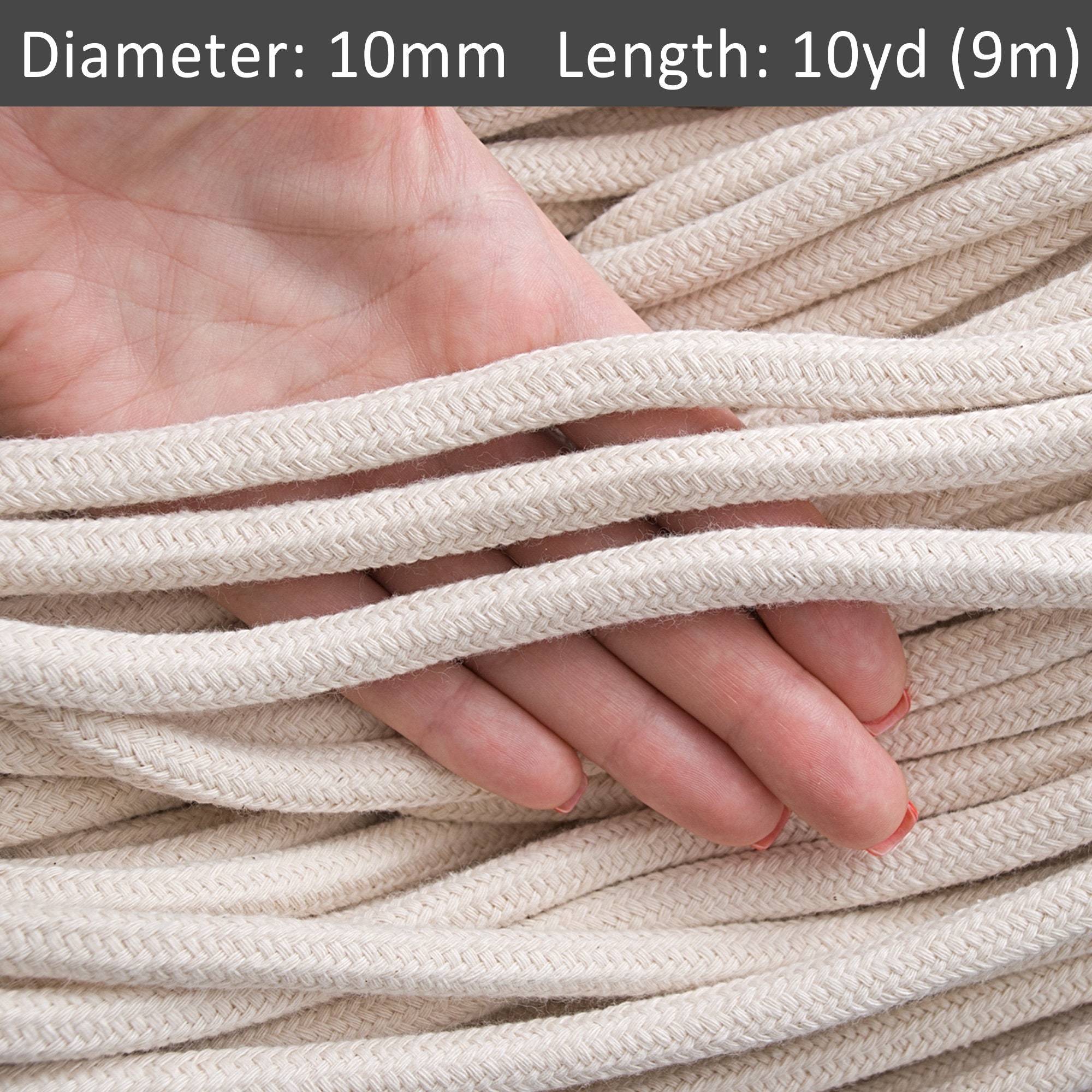 10mm Beige Braided Rope 30ft, Macrame Cotton Rope, Knotting Cord, Home  Decor Rope, Wall Hanging Cotton Cord by the Yard / 30ft 10yds 9m 
