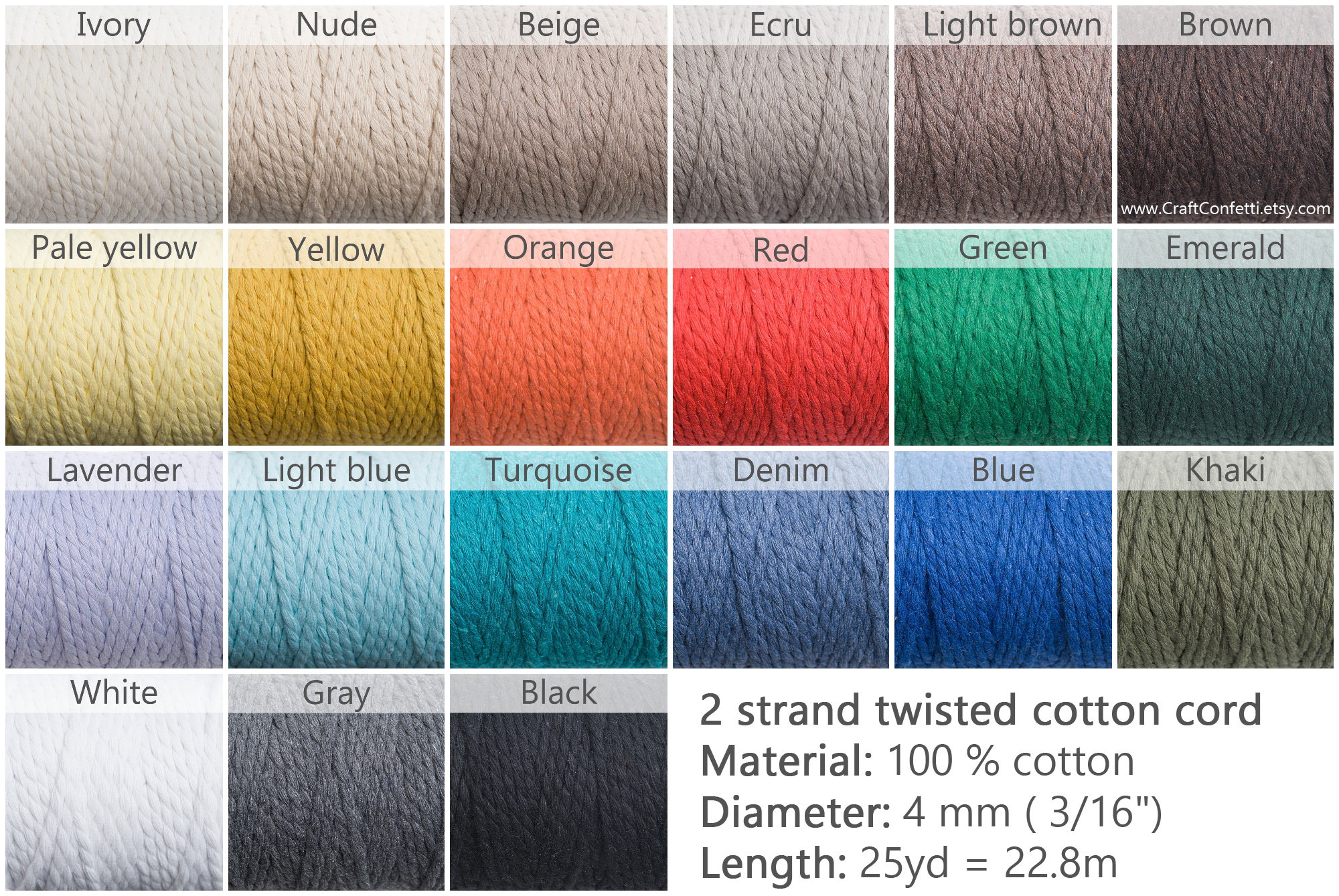 LEDENT Corda per macramè (3mm, 2x120M, blu navy e ecru) - Corda doppia ritorta in cotone riciclato al 100% per progetti di artigianato creativo