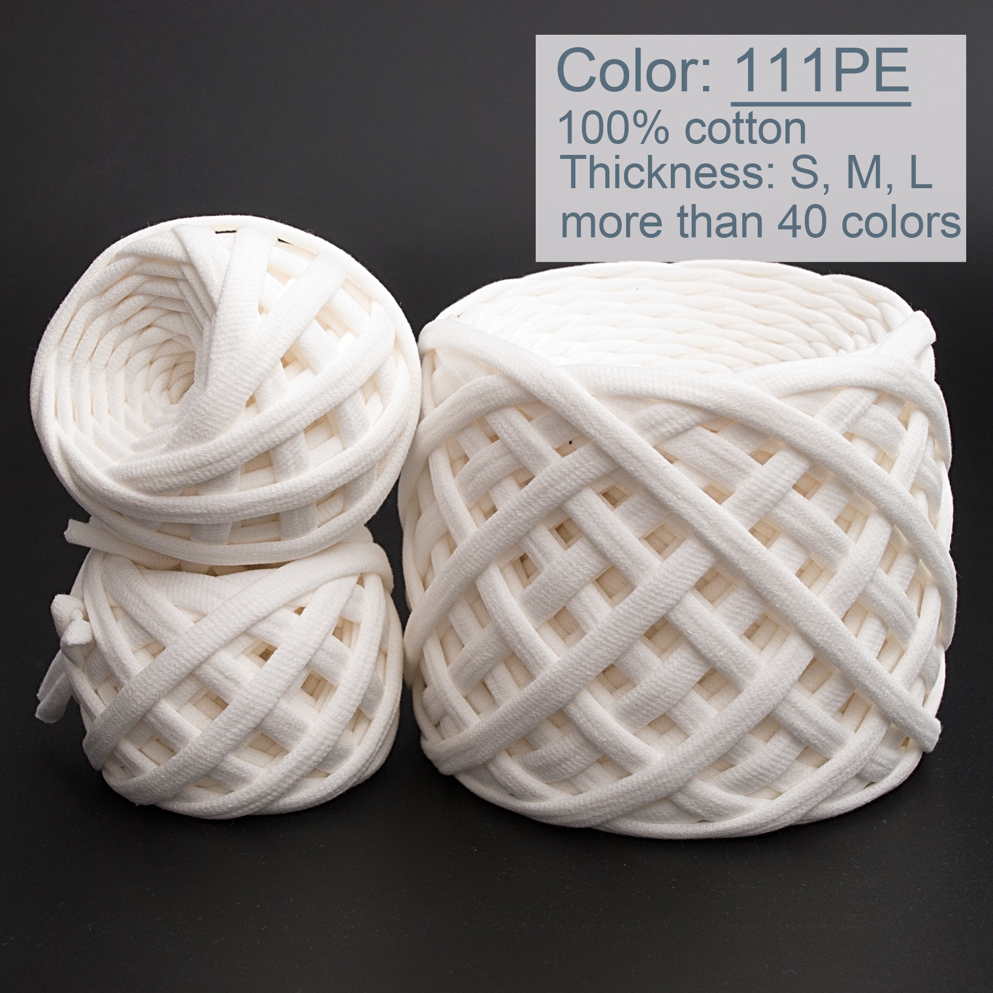 Cream White T-shirt Yarn 10 Meters, Cotton Crochet Yarn, Bulky