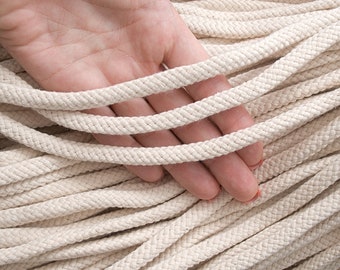 8mm Beige cotton rope 30ft, Braided home decor cotton cord, Drawstring rope, Macrame cord, Cord for crafting / 30ft = 10yd = 9m