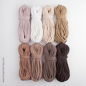 Cordón trenzado blanco de 5 mm. Materiales para manualidades. Cuerda para tejido artístico, cuerda para macramé. Cordón natural para coser. Cordón de algodón suave con cordón ajustable / 9 m imagen 9