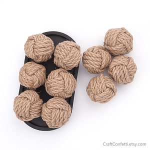 5 cm Jute Tischdekoration Knoten Set 10 Stück, Monkey Fist Knot, Tischkartenhalter, Nautisches Strandhochzeitsdekor, Platzkartenhalter / 5 cm (2 ")