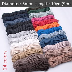 5mm Braided cord 10yds, Wall hanging cotton cord by the yard, Macrame cord, Sew Drawstring rope, DIY decor / 30ft = 10yd = 9m