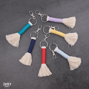 Colorful Macrame Tassel Keychain. Handmade Boho Key Ring for Bags & Keys, macrame accessories, party favors