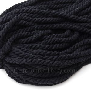 8mm Black cotton rope 10yds, Black cotton twisted rope, Cotton twisted rope, Home decor rope, Macrame rope / 30ft 10yd 9m image 3