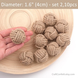 Conjunto de 10 nós de punho de macaco de 4 cm, bolas de decoração, decoração náutica, decoração de sala de estar, decoração de festa na praia, decoração de casa de praia / 1,6&quot;