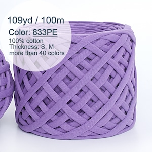 Purple t-shirt yarn 100m or 109yds. Chunky cotton yarn for Crochet projects, Home decor, Crafter gift / 833PE