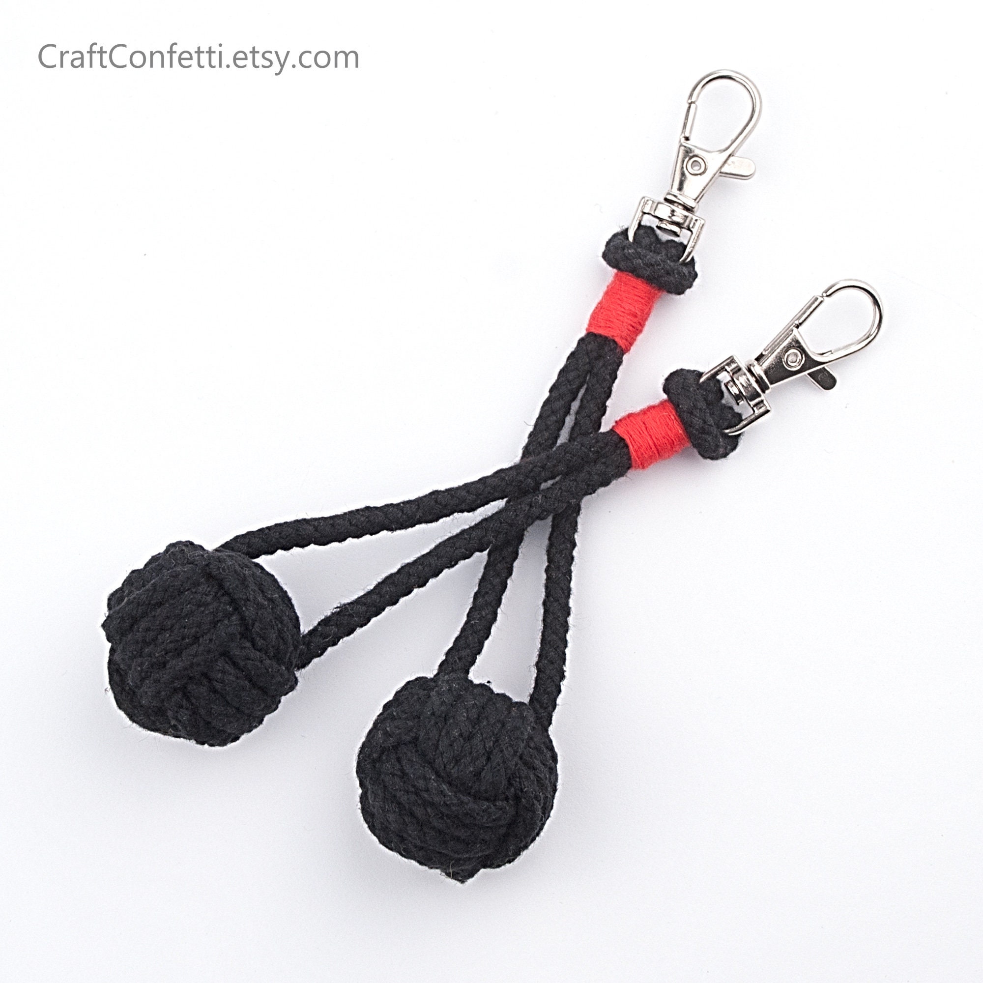 Fatti Un Nodo: Portachiavi Pugno Di Scimmia Filo Giallo Puntato Blu - Foto 13