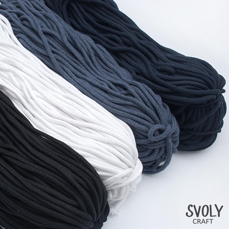 Cordón trenzado blanco de 5 mm. Materiales para manualidades. Cuerda para tejido artístico, cuerda para macramé. Cordón natural para coser. Cordón de algodón suave con cordón ajustable / 9 m imagen 13