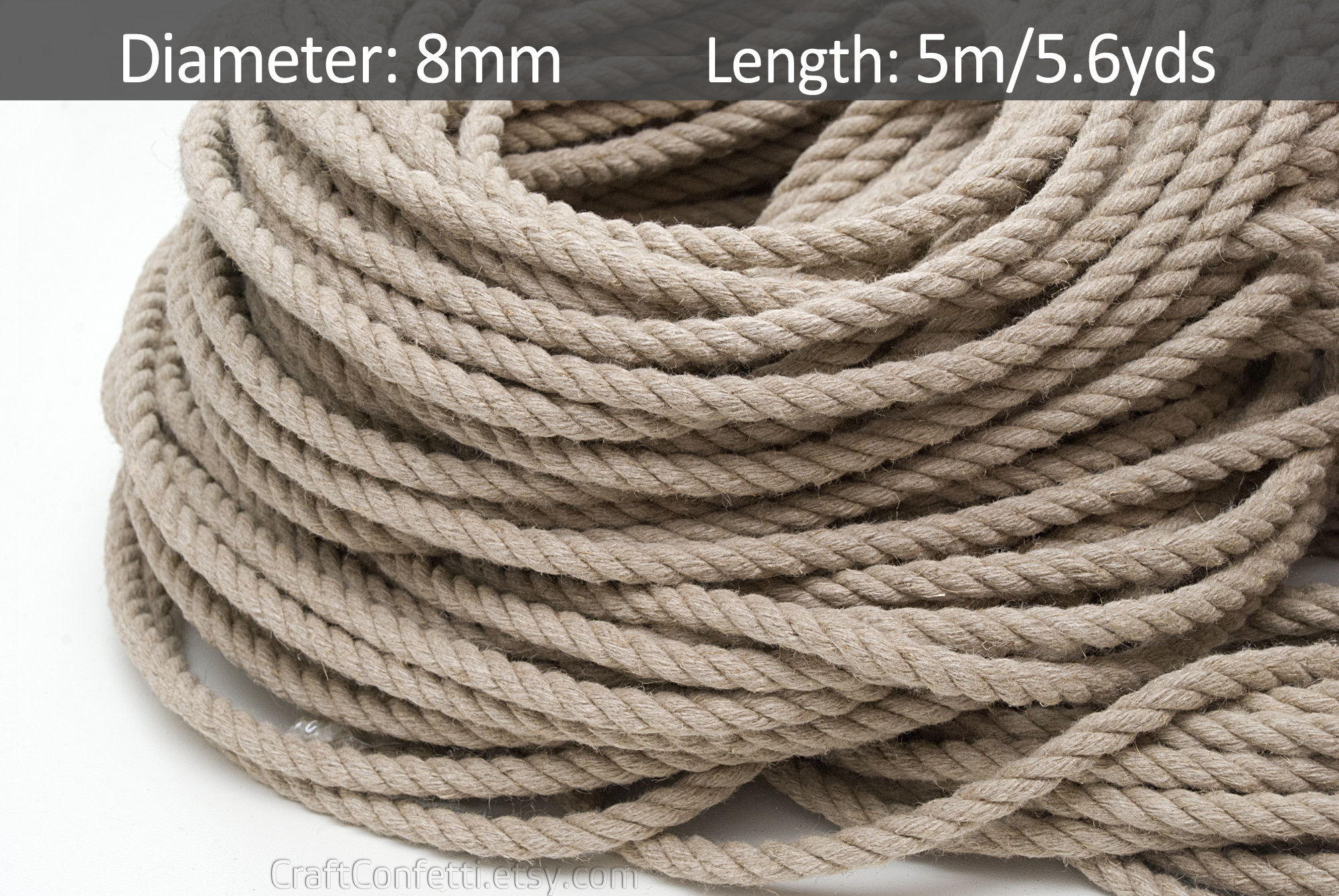Linen rope 8 mm Natural linen twisted cord Decorative rope Etsy