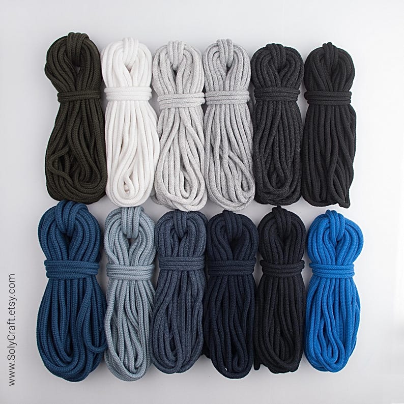 Cordón trenzado blanco de 5 mm. Materiales para manualidades. Cuerda para tejido artístico, cuerda para macramé. Cordón natural para coser. Cordón de algodón suave con cordón ajustable / 9 m imagen 10