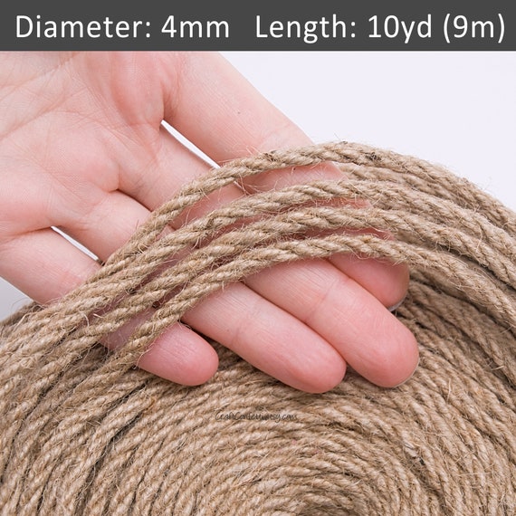 Jute Twisted Cord 4mm. Natural Jute Cord. Raw Jute Rope. Rustic Wedding  Decor. Plain Gift Wrapping Burlap Craft Cording / 30ft 10yd 9m 