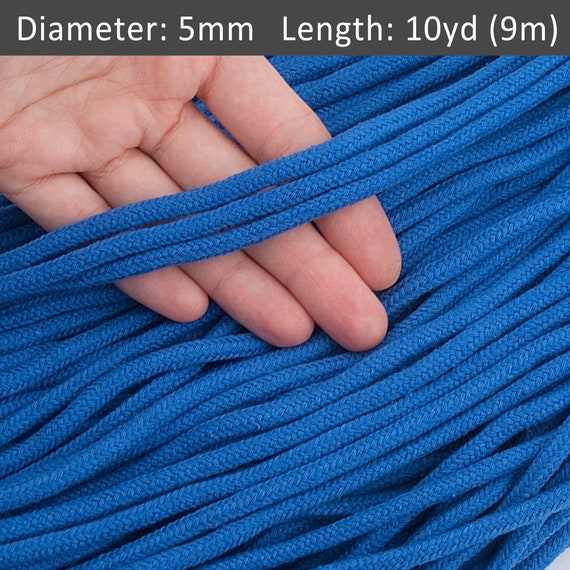 5mm ブルー編み紐 10ヤード、クラフト用品。壁掛け用マクラメロープ