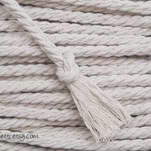 10mm Raw Beige Twisted Rope 30ft, Macrame Rope, Knotting Cord, Natural ...