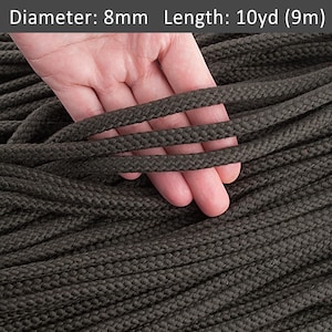 8mm Khaki cotton rope, Craft Cord for DIY, Macrame wall art, Braided drawstring, Bags Accessories, Craft Projects / 30ft = 10yds = 9m