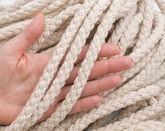 Thick cotton braided rope 13mm, Natural thick rope, Handle for bag, Natural color cord, Interior craft supplies Decor / 15ft = 5yd=4.6m